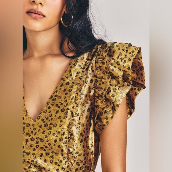 NWOT LoveShackFancy Zoya Gold Ditsy Floral Mini Dress. - Picture 2 of 15